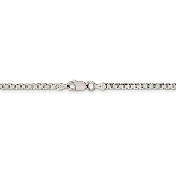 2.5mm Sterling Silver, Solid Box Chain Necklace, 24 Inch - Picture 4 of 8